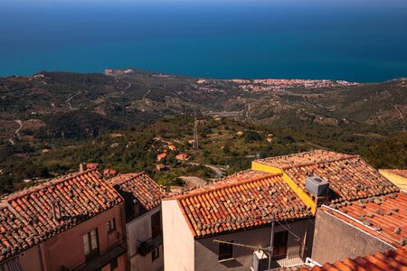Mountain Town of Pollina on Sicily near Cefaluの写真素材