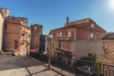 Town of Cammarata in Central Sicily in Spring 2017. Lovely mediterranean houses on a mountainのeditorial素材