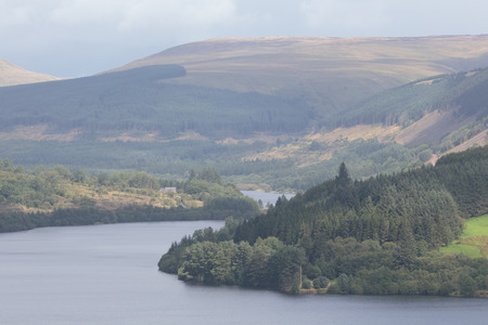 Countryside Landscape of Wales. Hiking in the Hills of central Wales in Great Britain in August Summerの写真素材