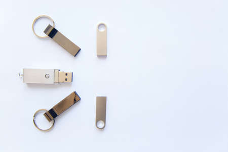 USB stick on white background.の写真素材