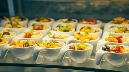 buffet, dishes are beautifully on the table.の写真素材