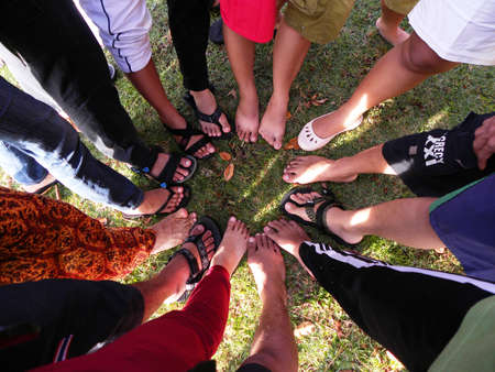 A GROUP OF FEET FORM CIRCLEの写真素材