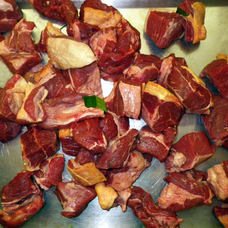 Raw Meat On The Alluminium Tableの写真素材