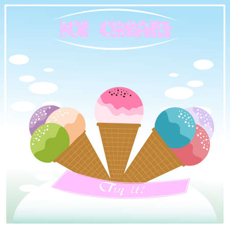 Ice cream poster. Design, vector eps10 3 layersのイラスト素材