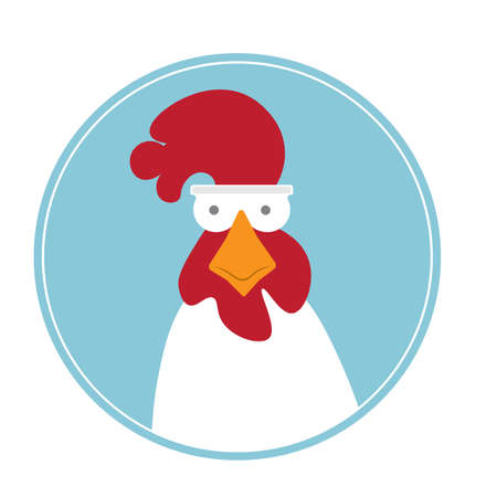 Head of cartoon rooster isolated on white.Chinese calendar.のイラスト素材