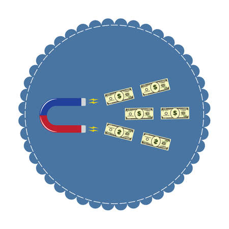 Abstract magnet of success, attracting money - dollars. Concept for success, economic growth, big profitのイラスト素材