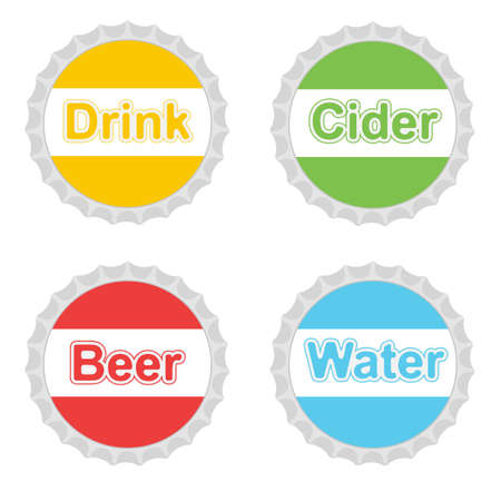 Colorful Set bottle caps. Vector illustrationのイラスト素材