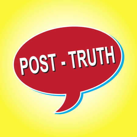 Red Icon Post Truth.  Vector illustration On a yellow background.のイラスト素材