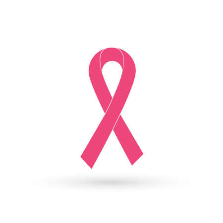Breast Cancer Awareness pink ribbon on a white background. Vector illustrationのイラスト素材