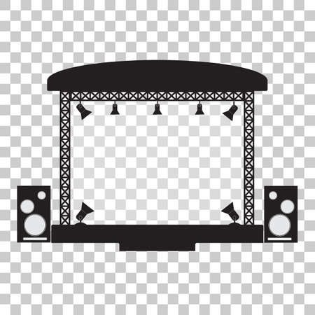 Concert stage and musical equipment simpl flat design. Vector illustrationのイラスト素材