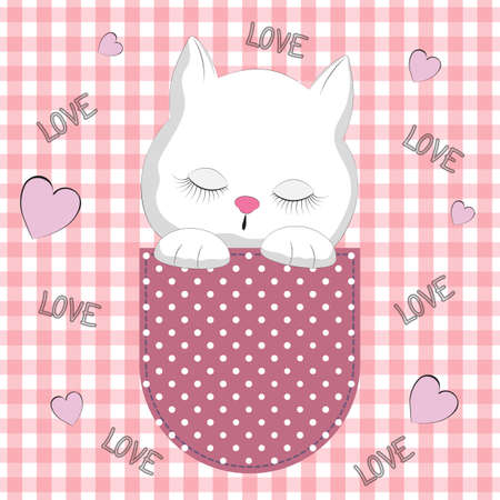 Cute kitten girl in the pocket.のイラスト素材