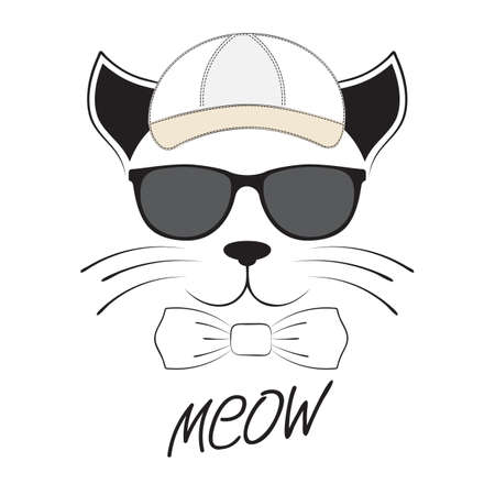 Kitten head outline image illustrationのイラスト素材