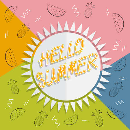 Hello summer travel image illustrationのイラスト素材