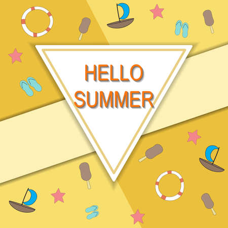 Hello summer travel. The trend calligraphy.  Summertime concept. Vector illustration
