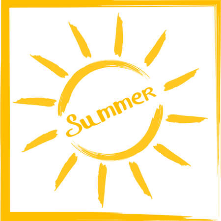Summer lettering with vector illustration with sun silhouette.のイラスト素材