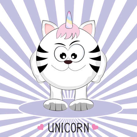 Cute fantasy cat unicorn. Sweet kids graphics for t-shirts. Greeting card.のイラスト素材
