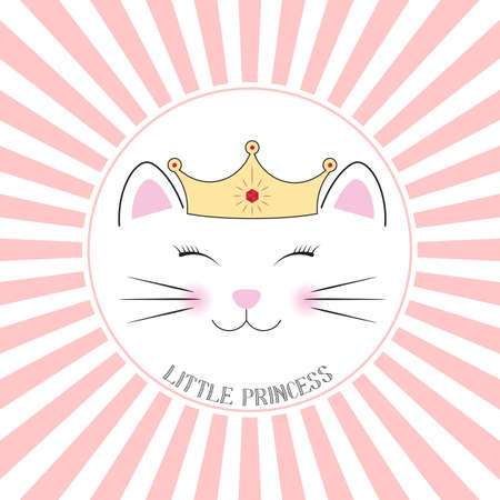 Cute fantasy kitty little princess. Sweet kids graphics for t-shirts. Greeting card.のイラスト素材