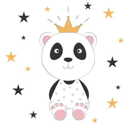 Panda princess on a light background with stars.のイラスト素材