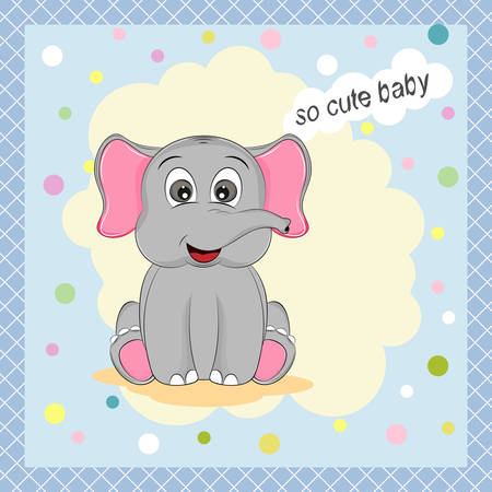 Cartoon elephant with lettering So Cute Baby.のイラスト素材