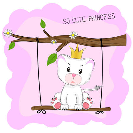 Cat sits on a swingのイラスト素材