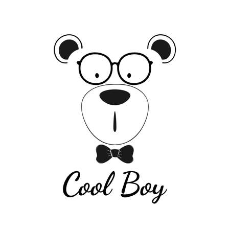 Cool teddy bear boy with glasses isolated on white background.のイラスト素材