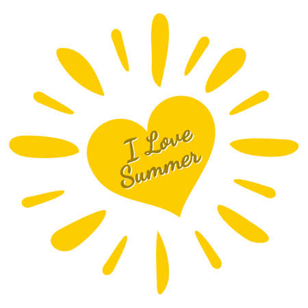 Icon Sun with Heart isolated on a white background.のイラスト素材