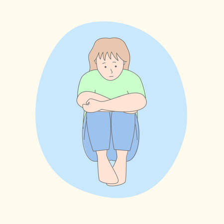 Woman suffering from panic attacks, mental disorder and depression.のイラスト素材