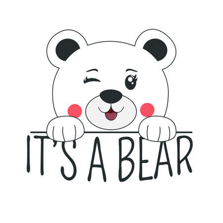 Beautiful adorable cartoon face teddy. Cute my little bear.のイラスト素材