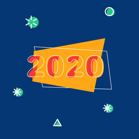 2020 thin white line calendar icon isolated on blue background. Flat modern design, vector...