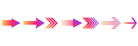 Set flat colored arrows isolated on a white background.
