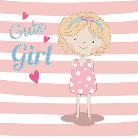 Adorable little cute girl baby. Vector illustration.のイラスト素材
