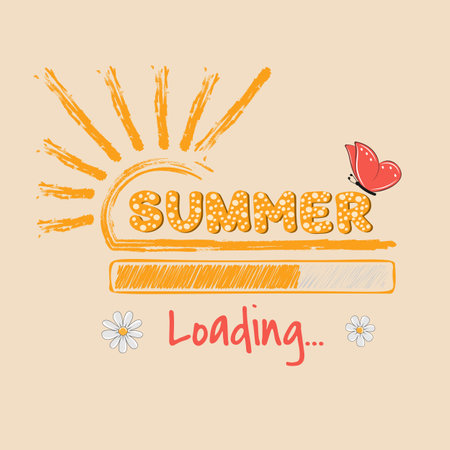 Loading progress Bar with text Summer. Vector illustration.のイラスト素材