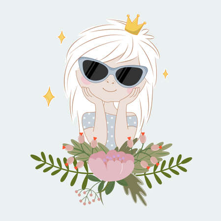Beautiful girl princess with flowers natural decoration .のイラスト素材
