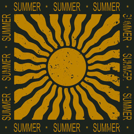 Summer mood retro poster. Abstract vintage sun.のイラスト素材