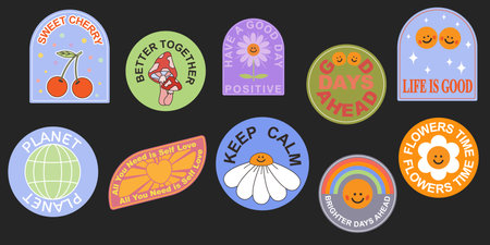Big set modern cute smiling cartoon label stikers shape.