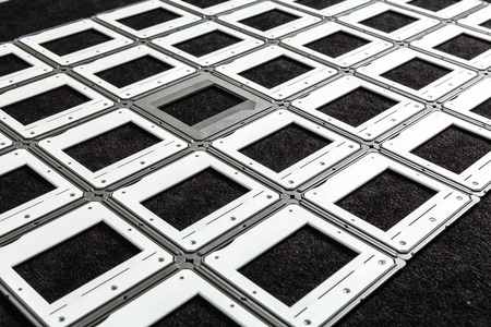 Set of vintage slice on a black background for photographic conceptsの写真素材