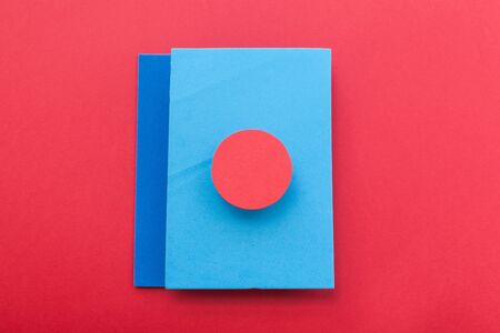 Complementary web color background design imitating the straight lines and curves of the material design and shading paperの写真素材