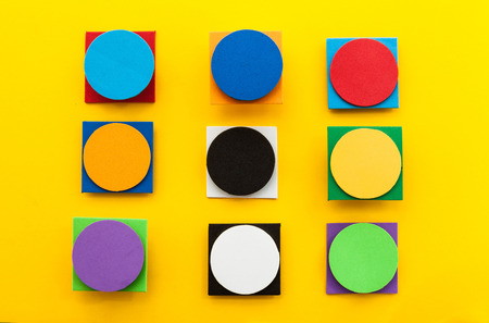 Complementary web color background design imitating the straight lines and curves of the material design and shading paperの写真素材