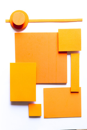 Complementary color web background design imitating the straight lines and curves of the material design and shading paperの写真素材