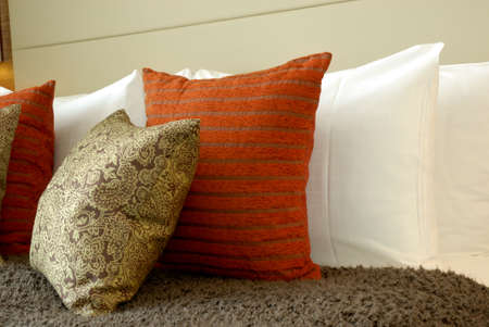 Bright cushions against white の写真素材