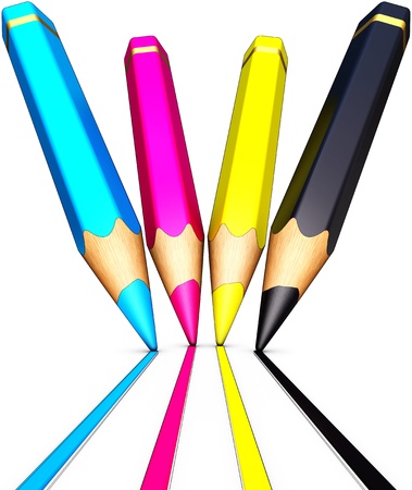 colored cmyk pencilsの写真素材