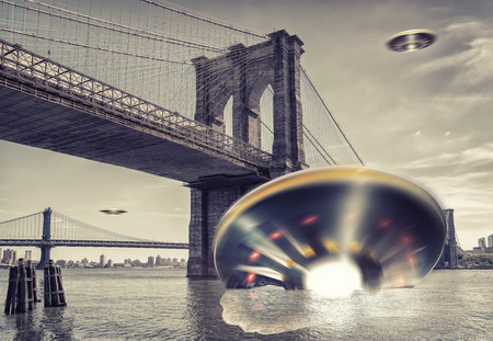 ufos over new yorkの写真素材