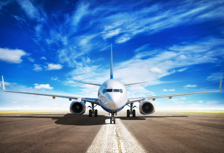 airplane is waiting for take offの写真素材