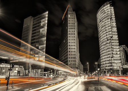 Berlin, potsdamer platz at nightのeditorial素材