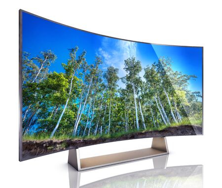3D rendering of an curved TVの写真素材