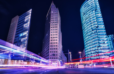 Berlin, potsdamer platz at nightの写真素材