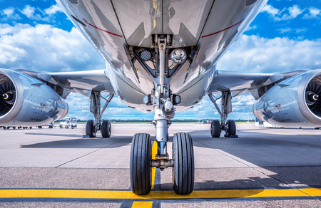 Landing gear of an airplaneのeditorial素材