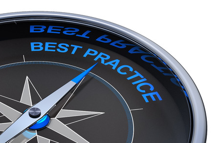 3D rendering of a compass with the words best practiceの写真素材