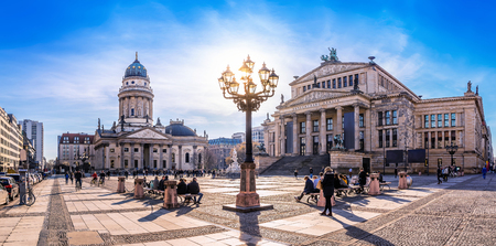 panoramic view at the gendarmenmarkt in berlinの写真素材
