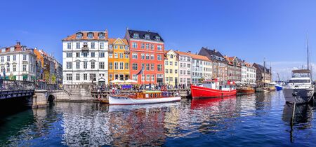Panoramic view at nyhavn, copenhagenの写真素材